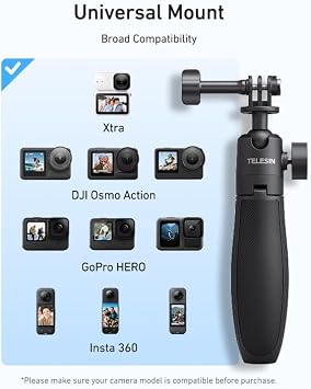 TELESIN DJI Osmo Nano Action 6/5 Pro/4, GoPro Hero 13/12, Insta360 X5 X4 Ace Pro için 46 cm Mini Selfie Çubuğu Tripod, 360° Ayarlanabilir Monopod, Vlog Uzatılabilir Sap, Sağlam Manyetik Taban