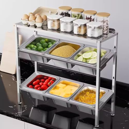 Gaommini Estante de Almacenamiento de Cocina, estantes Colgantes de Acero Inoxidable, Organizador de Especias para condimentos, Estante divisorio de Pared, pies Ajustables