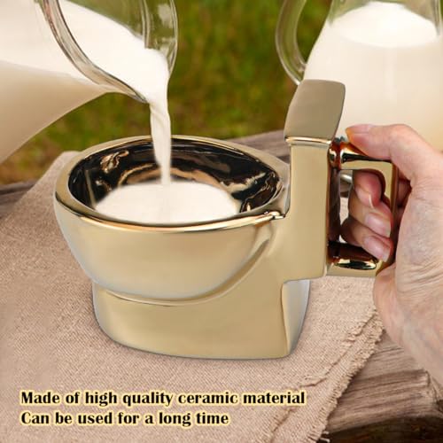 DOERDO Toilet Coffee Mug Golden Toilet Mug 14oz Ceramics Poop Mug, Novelty Coffee Mug, Gag Gifts for Men and Women, 6.3x5.1 Inch by DOERDO DD - Image 4