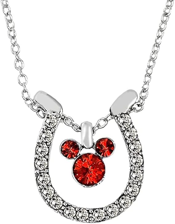 Amazon ディズニー ネックレス 誕生石 馬蹄 幸運 1月 24金加工 ホワイトゴールド 金運 ミニ巾着 ミニ紙袋付き 並行輸入品 ネックレス 通販