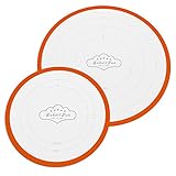 BakeitFun Round Silicone Baking Mats in Set of 2, One Standard and One Small Size Reusable And Multipurpose Kitchen Tool, Made of Professional German Grade, Non-Stick Surface, Orange