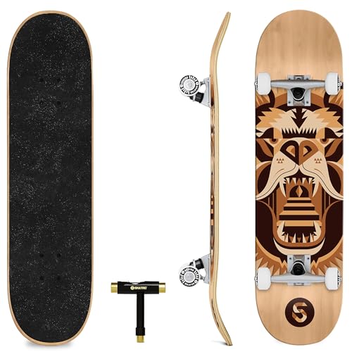 Image of Skatro - Pro Skateboard 31 Complete Skateboard. Skate Board Ages: Adults, Boys, Girls, Beginners, and Kids - Woodtone Bear