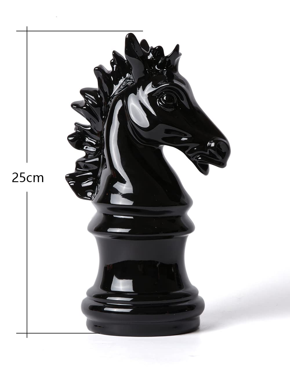 Scacchi Scultura Figurina Cavaliere Statuetta Regalo Moderna Decorazione Arte Casa Soprammobili Ornamento Resina Statua Nero 25cm