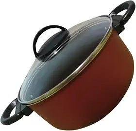 Panela Tacho Arroz Antiaderente Tampa De Vidro Arroz Feijão (VERMELHO)