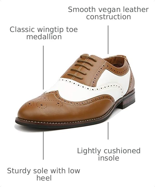Image of Ferro Aldo Men's Wingtip Oxford Dress Shoes | Classic Brogue & Two-Tone Spectator Styles | Formal Wedding Business Party Shoe