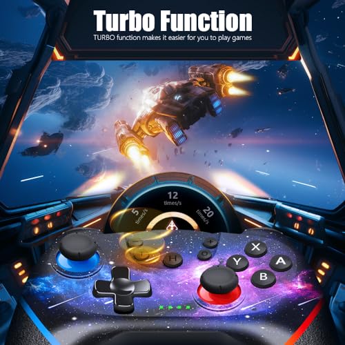 AceGamer Wireless Controller for Nintendo Switch/Lite/OLED/Switch 2, Galaxy Custom Design, Dual Vibration/Turbo/Ergonomic ! (Galaxy)