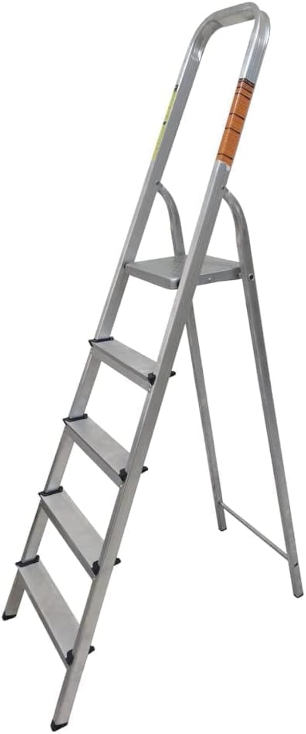 Aluminium Foldable Ladder - 5 Steps Ultra-Stable Step Stool for Home