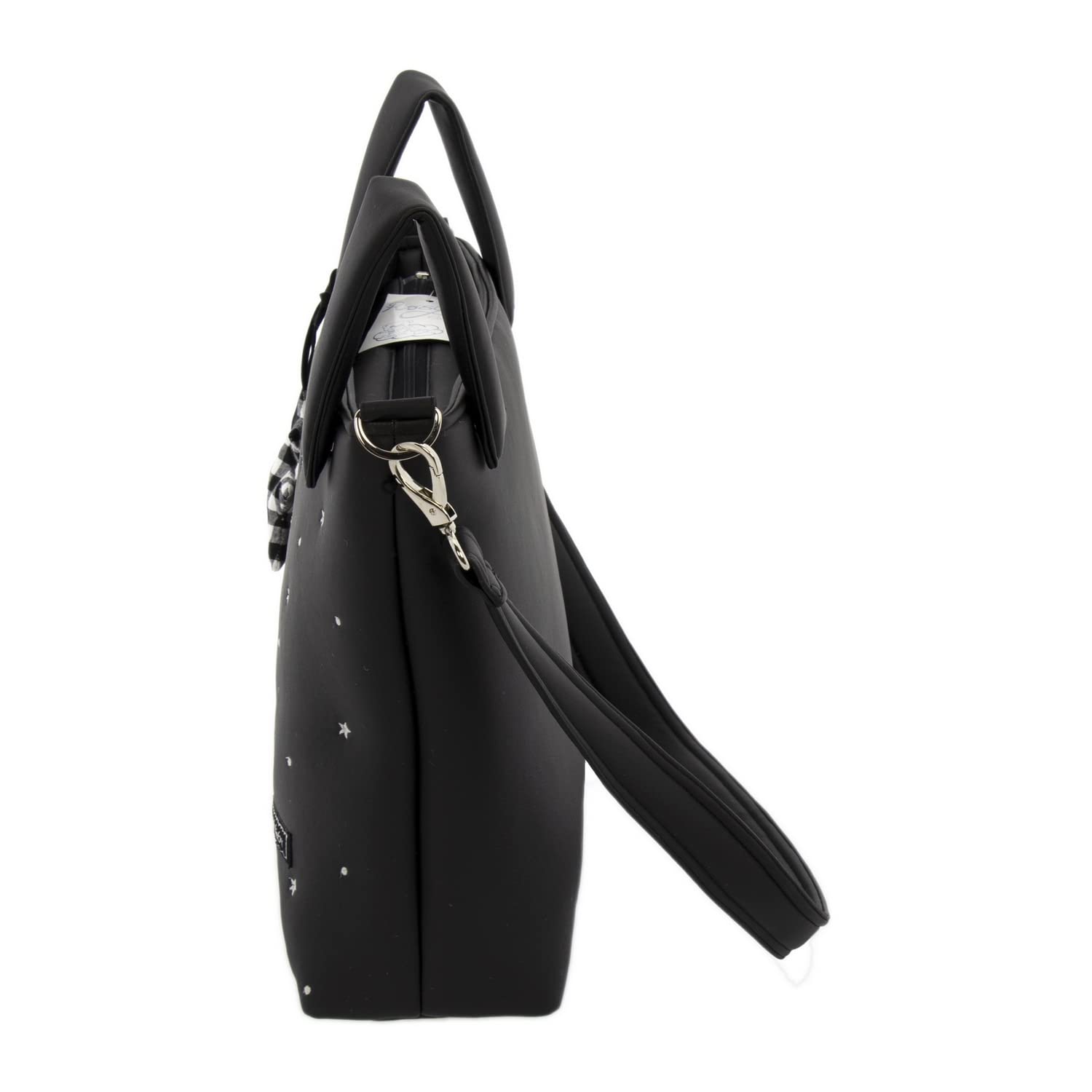 Rosy Fuentes Talega Para Silla De Paseo | Bolso Organizador Para Carrito De Bebé | Tejido Laminado Fácil De Limpiar Y Resistente A Lluvia Leve | Capacidad Grande, Color Negro Gris