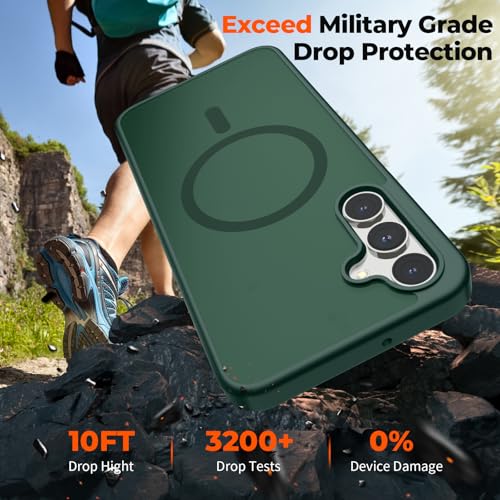 Image of SUPFINE Magnetic for Samsung Galaxy A16 5G Case with Screen Protector, (Built-in Magnets) (Military Grade Drop Protection) Slim Translucent Shockproof Phone Case,Forest Green