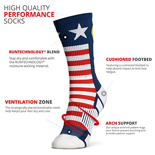 ChalkTalkSPORTS Softball Performance Crew Socks - USA Patriotic - Youth & Adult - Red White & Blue - Softball Mid-Calf Socks2
