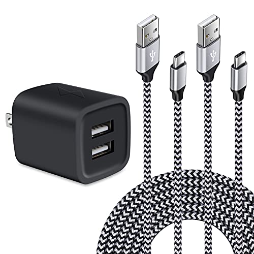 USB Type C Charger, HUHUTA Dual Port USB Wall Charger Block Cube Fast Charging Brick Plug with 2Pack 6ft USB C Charger Cables Data Sync Transfer Cord for Samsung Galaxy S21 S20 S10 S10E S9 Note 10
