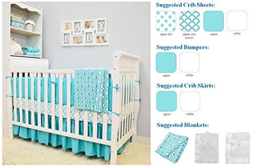 Image of American Baby Company 100% Natural Cotton Percale Fitted Crib Sheet for Standard Crib and Toddler Mattresses, White with Aqua Dot, Soft Breathable, for Boys and Girls