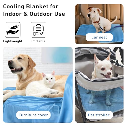 Pawsee wasserdichte Kühldecke Hunde Katze, Waschbar Hundedecke Kühlend, wasserdichte Hunde Kühlmatte für Sofa Bett Outdoor, Verwendbarer Überwurf Couchbezug Möbelschutz, 75 x 50 cm, Blau
