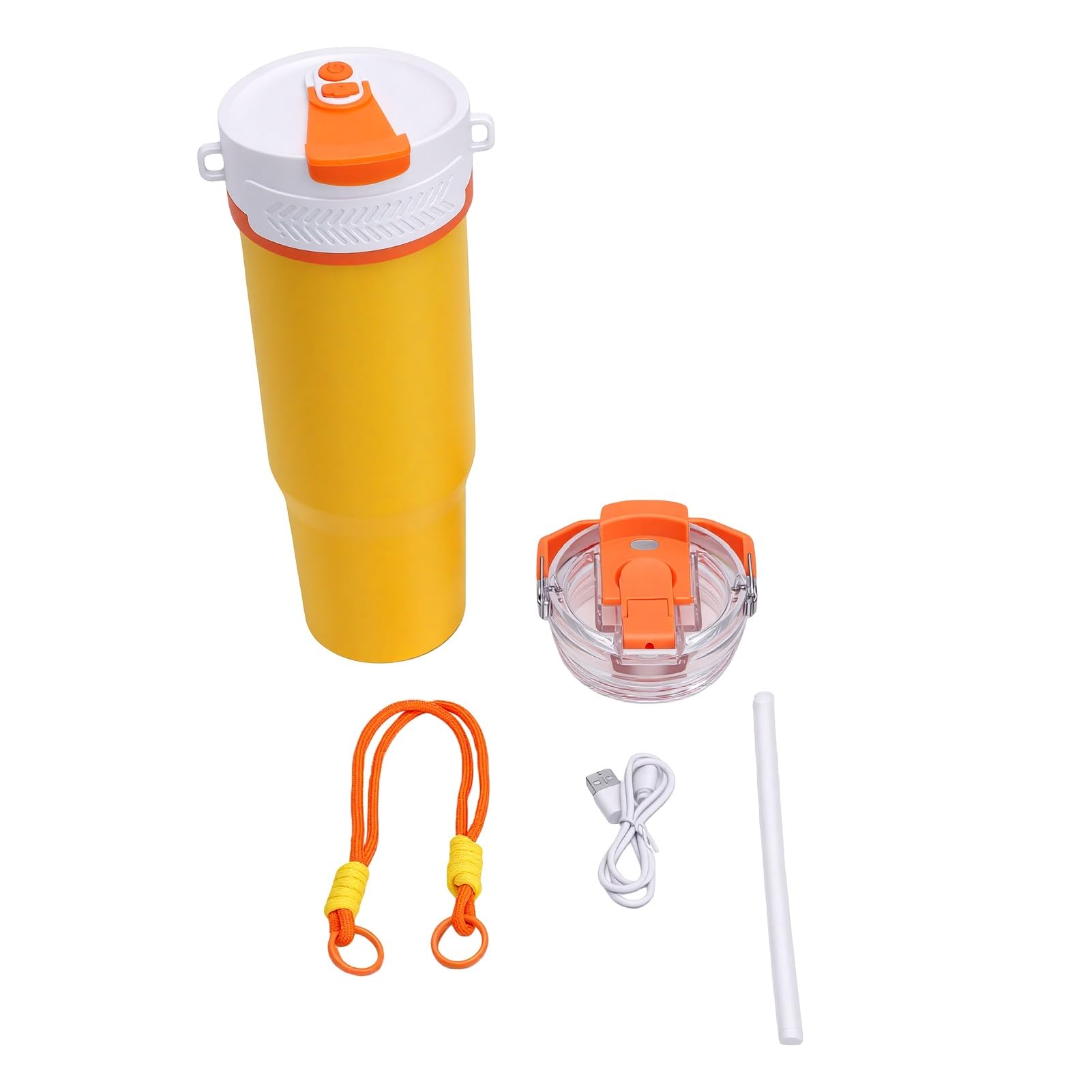 Generic Vaso Exprimidor de Acero Inoxidable, Licuadora Portátil Recargable para Batidos, Zumos, 900ml, Ideal para Viajar Al Aire Libre