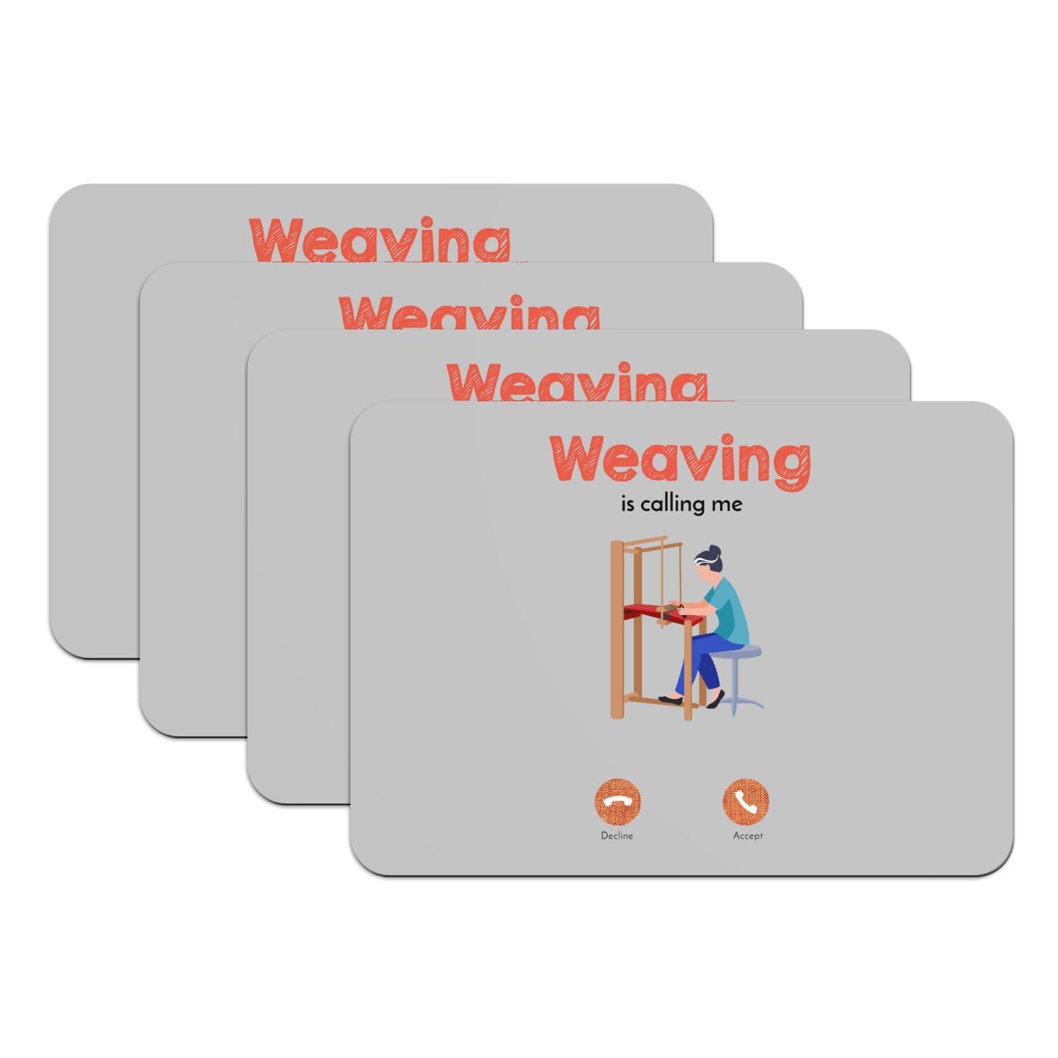 Sets de table en caoutchouc gris 39x28cm Weaving is Calling Me