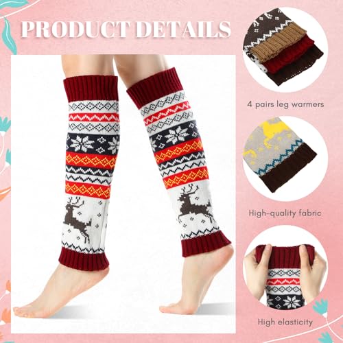 SATINIOR 6 Pairs Leg Warmers for Women Warm Winter Long Boot Socks Knit Thermal Sleeve Cable Socks for Party3