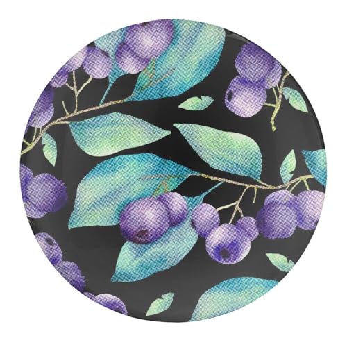 1 imán de cristal para nevera, pegatinas para nevera, diseño de frutas, color azul y morado, decoración de oficina para dormitorio escolar