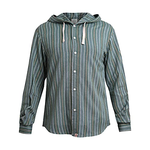 Chemise homme ete en coton avec capuche vetement hippie chic décontracté