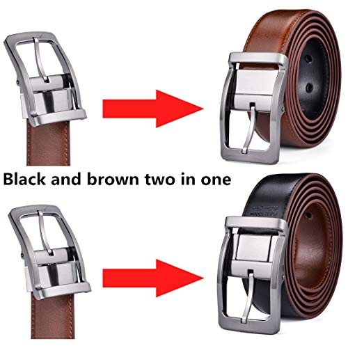 Image of Belts for Men Reversible Leather 1Piece (not 2) 1.25 inch Waist Strap Fashion Dress Buckle Beltox