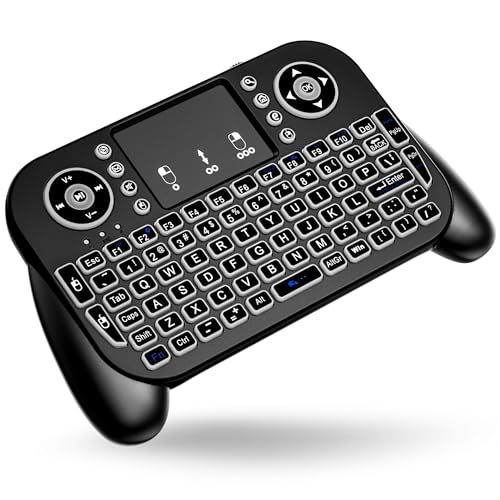 Bluetooth + 2.4GHz RF Wireless Mini Keyboard Remote Control Touchpad Mouse Combo for Android TV Box Apple Smart TV Fire Stick PC Computer Laptop Window OS HTPC Theater Raspberry Pi Tablet + Backlit