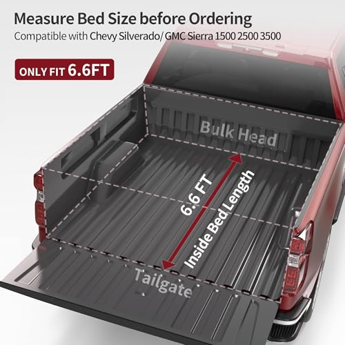Image of OEDRO Soft Tri-Fold Tonneau Cover Fit for 2014-2019 Silverado 1500, 6.6ft