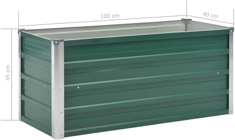 Garden Raised Bed Galvanized Steel,Garden Boxes Outdoor,Raised Garden Beds,Plants Planters,Gardening Planter,Patio Raised Beds,with Safety Edge Fold,for Decks,Patios,39.4"x15.7"x17.7" Green