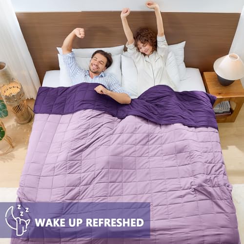 Image of yescool Weighted Blanket for Adults (20 lbs, 88 inch x 104 inch, Purple) Cooling Heavy Blanket for Sleeping Perfect for 190-210 lbs, Queen Size Breathable Blanket with Premium Glass Bead, Machine Washable