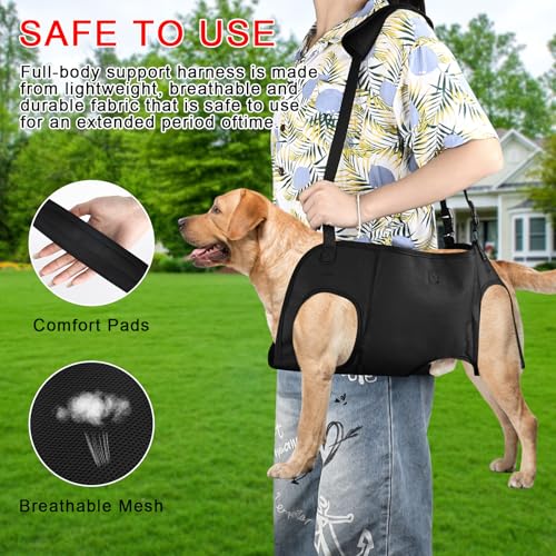 Trendecor Tragehilfe Hund, Verstellbare Hunde Tragehilfe Hundeliftgeschirr mit Griffen Sicherheitsunterstützung Ganzkörpergeschirr für Behinderte Verletzte oder Mittelgroße Ältere Hund M