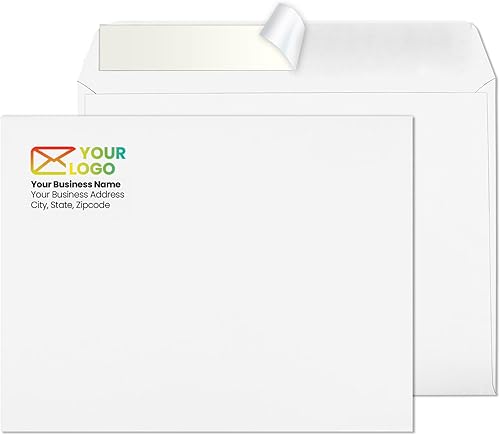 Sobres autoadhesivos impresos personalizados de 9 x 12 pulgadas, 500 unidades, sobres de correo abiertos con dirección y logotipo personalizados de