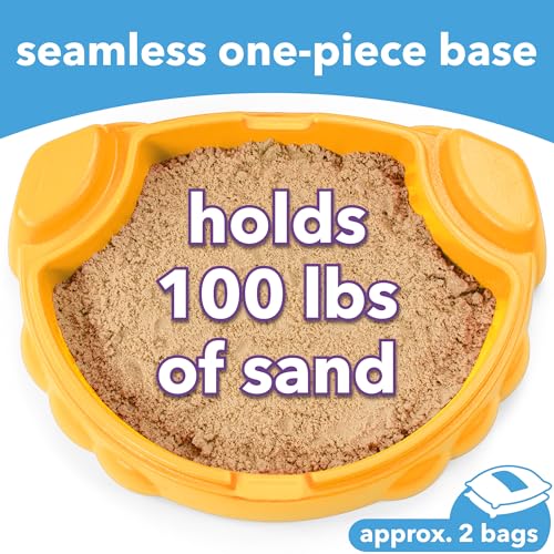 Image of Simplay3 Coastal Crab Fully Assembled Sandbox for Kids, Toddler Outdoor Sand Box with Lid for Playground, Backyard, Ages 1.5 to 5 Years, Made in USA, Cheddar