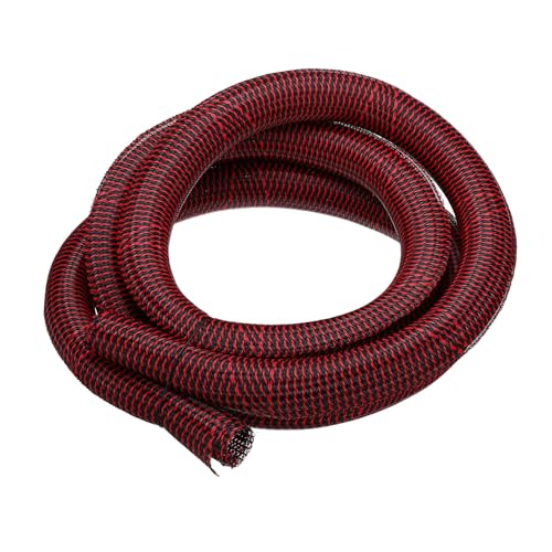 Gaine tressée PET ignifuge rouge et noire de 51mm et 3m pour câbles