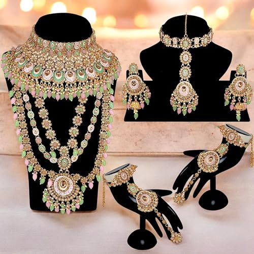 Image of Lucky Jewellery Traditional White Color Gold Plated Kundan Bridal Wedding Set For Girl & women (W1ZK-1080-W)
