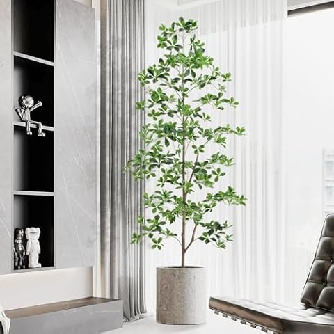 Keeplush 7ft Tall Artificial Black Olive Tree with 1260 Lifelike Leaves, Tall Fake Greenery Olive Silk Plants Artificial Olive Tree Indoors in Pots, Faux Olive Tree for Living Room Office Decor Cover