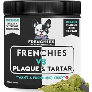 French Bulldog Optimized Dog Teeth Cleaning Powder Plaque Remover & Tartar Control - Dog Breath Freshener Strong Teeth & Gums - Dog Dental Powder Easy Teeth Cleaning - Herbal Blend - USA (60 Scoops) French Bulldog Optimized Dog Teeth Cleaning Powder Plaque Remover Tartar Control Dog Breath Freshener Strong Teeth Gums Dog Dental Powder Easy Teeth Cleaning Herbal Blend USA 60 Scoops