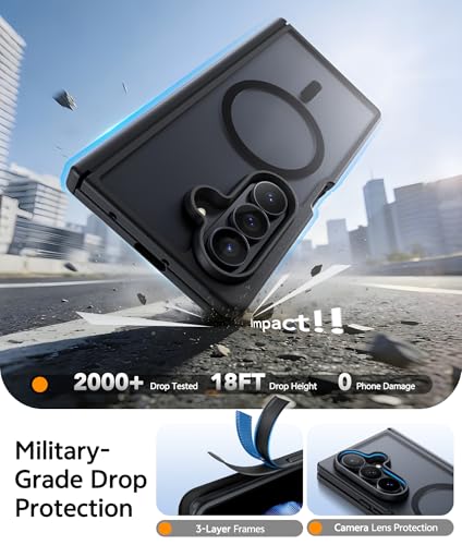 Image of FNTCASE for Samsung Galaxy Z Fold 7 Case: [Hinge Protection] Translucent Matte Cases [Compatible with Magsafe] [Screen Protector] Military Grade Shockproof Protective Phone Cover