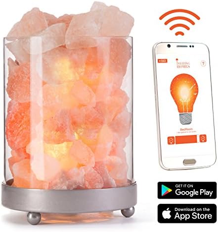 Himalayan Glass Salt Lamp w/WiFi Dimmer Cord Bulb