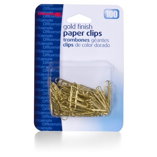 Officemate Gold Tone Paper Clips, No 2. 100 PK, (30916)