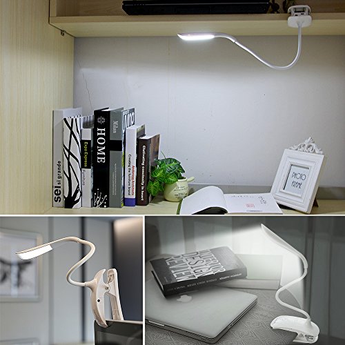 LED Clip on Book Light - Moobibear Rechargeable 14 LEDs Reading Lights Dimmable, Touch Sensitive 3 - Level Brightness Eye Protection Table Lamp for Books Bed Children Bedroom, USB Cable Included