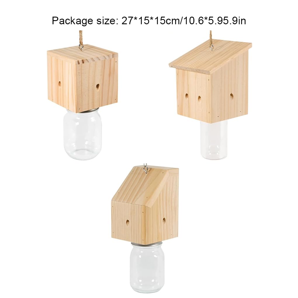 Allayu Trampa para Abejas carpinteras con Caja Fuerte Desmontable. Atrae a Las Abejas carpinteras con Cebo. Trampas Colgantes Naturales Estilo Loft, do — view 4