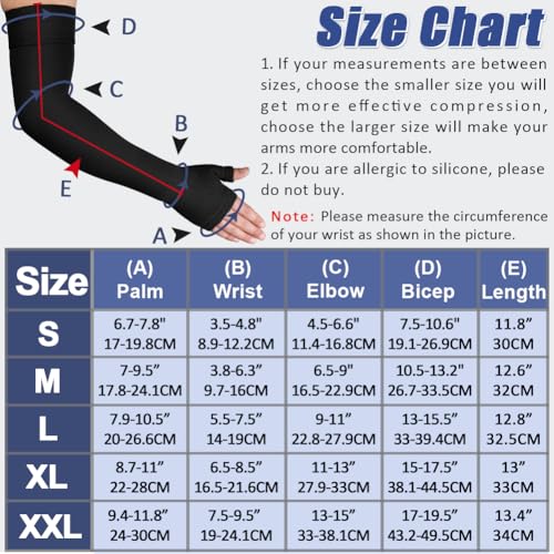 Image of beister Lymphedema Medical Compression Arm Sleeve with Gauntlet for Men & Women (Single), 20-30 mmHg Full Arm Support with Dot Silicone Band, Graduated Compression Arm Brace for Swelling, Arthritis