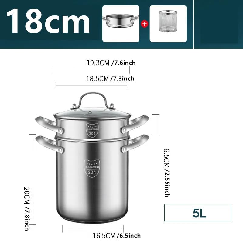 Marmite à pâtes inox 5l cuiseur vapeur asperges et friteuse spaghetti