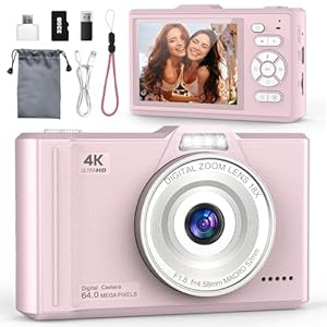 QIVORO Digital Camera 4K 64MP Compact Portable Photo Camera,18X Digital Zoom Autofocus | Anti-Shake,2.8" IPS Screen with 32GB SD Card & OTG Adapter,Vlogging Camera for Kids Teens Students Beginners