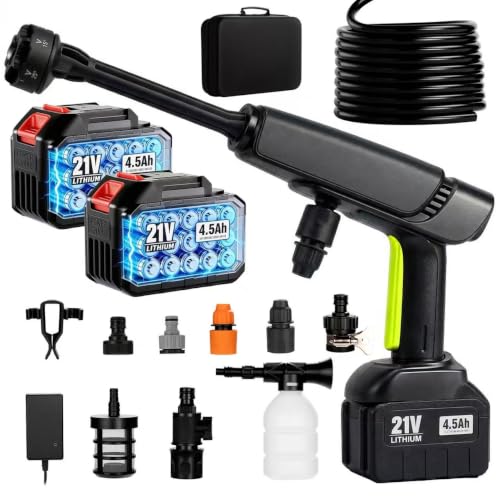 Image of Cordless Pressure Washer Battery Powered,Portable Power Washer with 2pcs 4.5Ah Battery&Charger & 6-in-1 Nozzle (one Size)