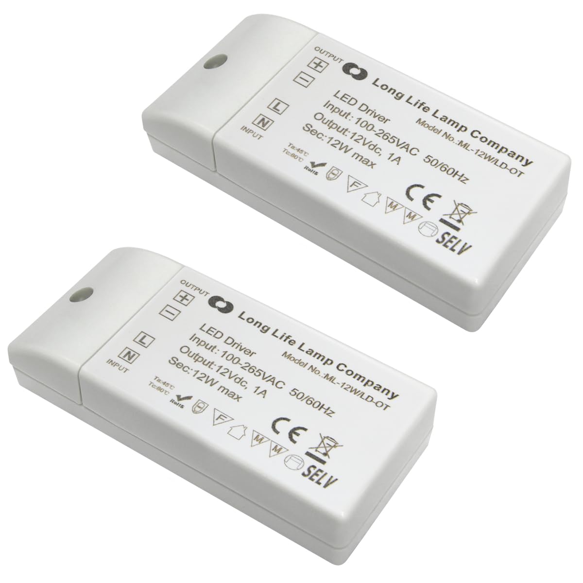 12V LED Driver 12W Transformer Adapter for Strip Lights G4 MR11 MR16 LED Power Supply 1A EMC 2 pack