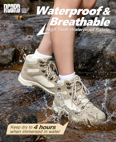 Image of R CORD Hiking Boots Women Waterproof Womens Hiking Boots for Outdoor Trekking Camping Trail Outdoor Hiking Shoes for Women