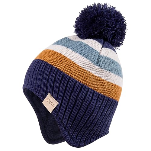 XOMZG Gorro de Punto para niños pequeños con Orejeras y Forro Polar. Gorro de Invierno para niños. Set de Gorro y Bufanda. Gorro Grueso de esquí para niños.