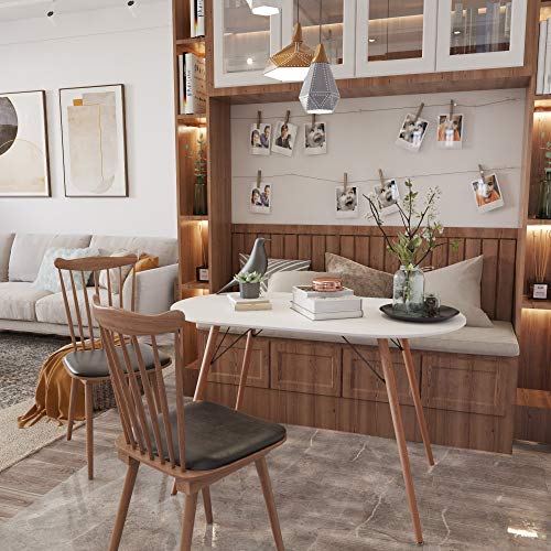 Cozycasa 7.2 Inch Farmhouse Dining Table Mid-Century Kitchen Table With Wood Leg Oval Top For Home Office Patio White(Only Table Not Include Chairs)-2Pack #TOP6