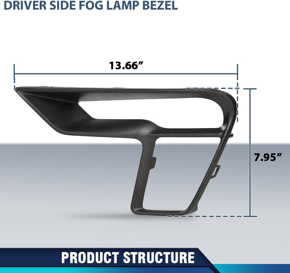 PIT66 Fog Light Bezel Trim Lamp Cover Left Driver Side Compatible with Ford Explorer (submodel: Base, Limited, Platinum, Sport, XLT) 2018-2019 JB5Z17E811BA, FO1038181