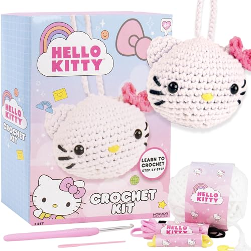 Image of Hello Kitty and Friends Crochet Kit - Hello Kitty Bag Charm, Sanrio Crochet Kit for Beginners with Yarn, Starter Hooks, Step-by-Step Tutorials, DIY Craft, Great Teen Gifts
