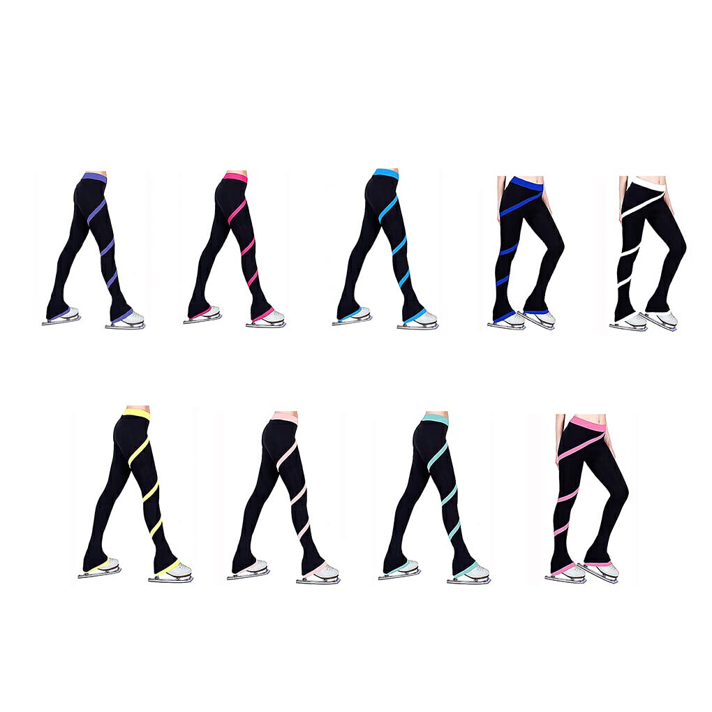 Pantaloni da pattinaggio su ghiaccio Pantaloni da pattinaggio in spandex Pantaloni da pattinaggio da ballo Leggings da allenamento di delicati sulla pelle da donna, Viola/XXL
